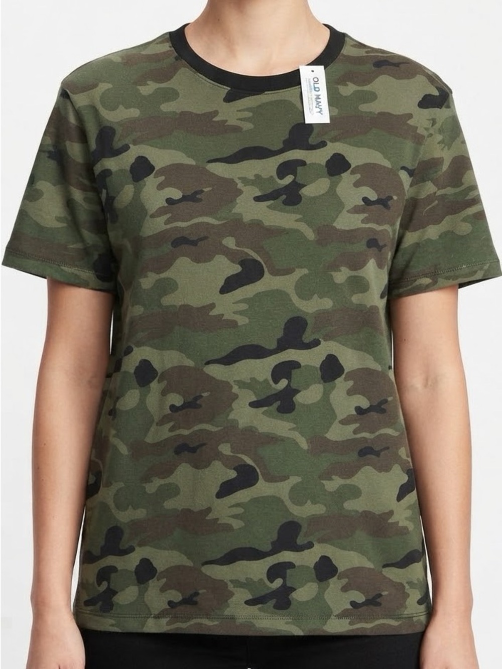 Old Navy Womens Green Camo Short-Sleeve Crewneck T-Shirt Size XL14/16